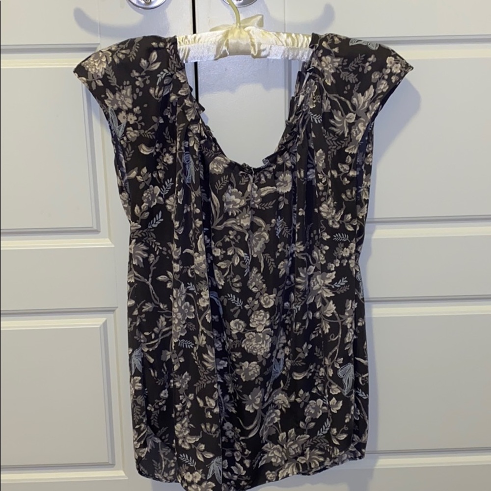 Grey-Purple short sleeve work blouse